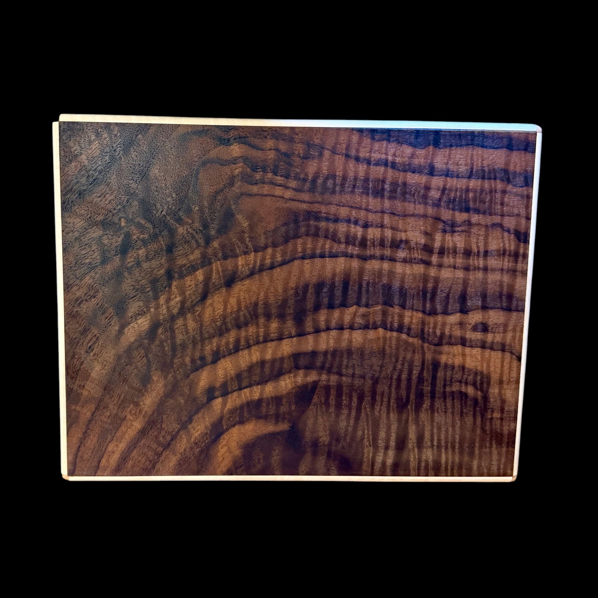 Fiddleback Walnut 50 ct. Humidor w/ Curly Maple Accents