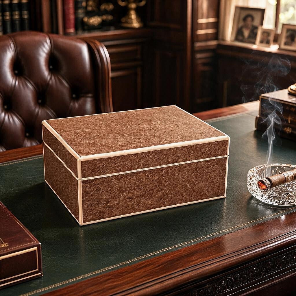 Pommele Eucalyptus 50 ct. Humidor w/ Curly Maple Accents