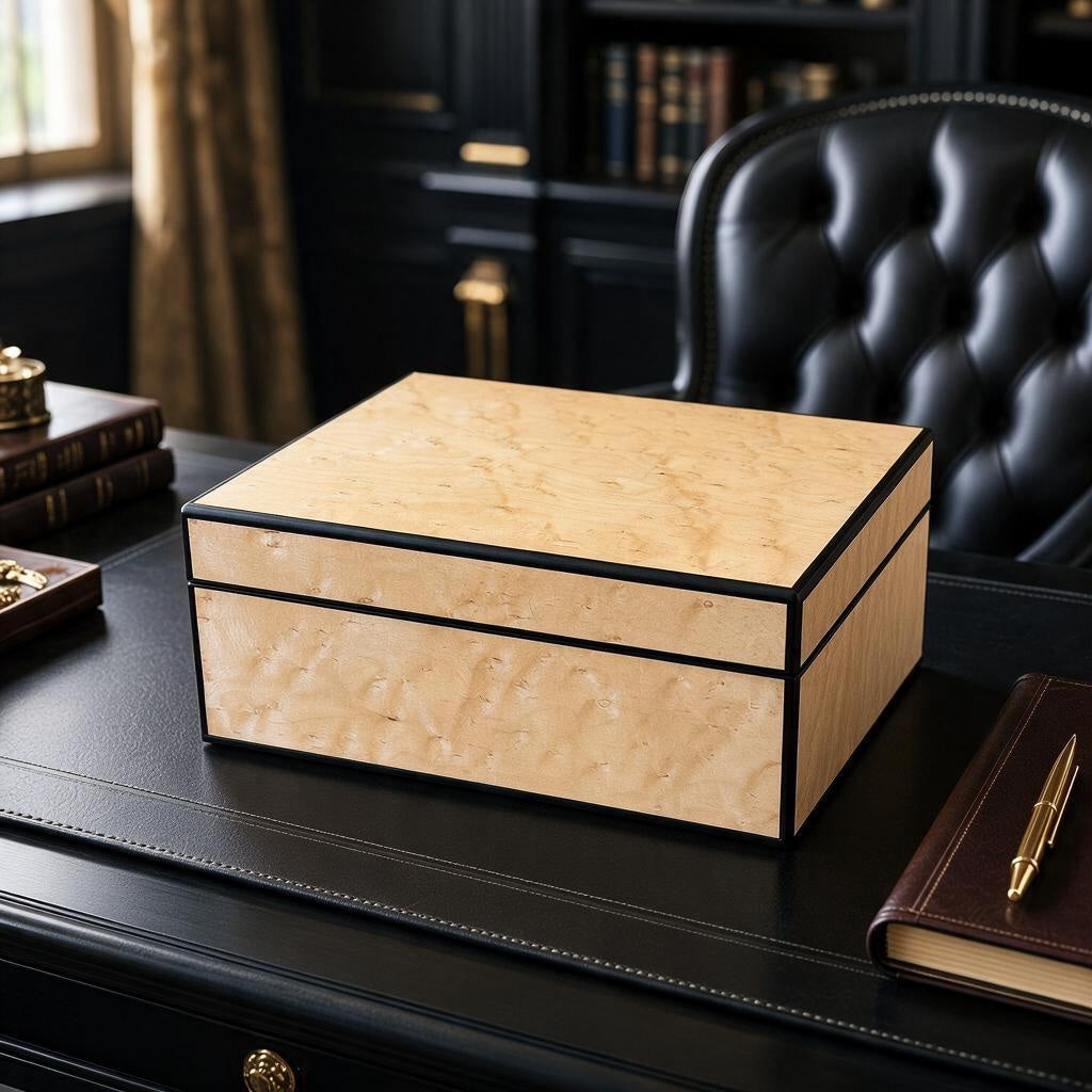 Birdseye Maple 50 ct. Humidor w/ Gabon Ebony Accents
