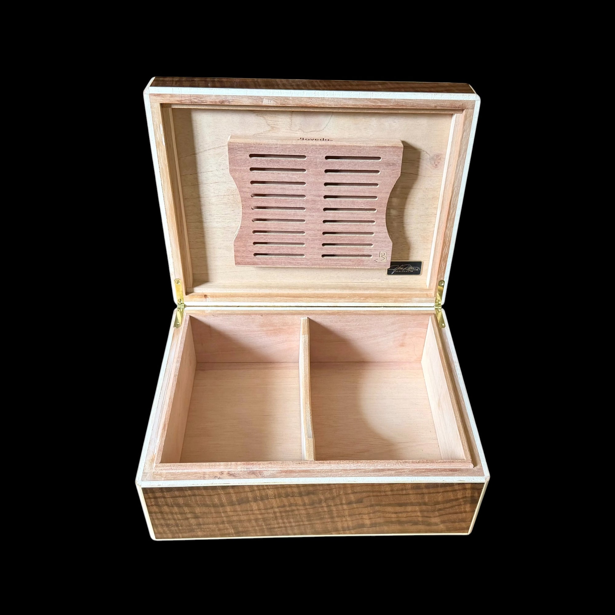 Fiddleback Walnut 50 ct. Humidor w/ Curly Maple Accents
